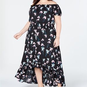 Black, High-low, Floral, Off-the-shoulder International Concepts Dress